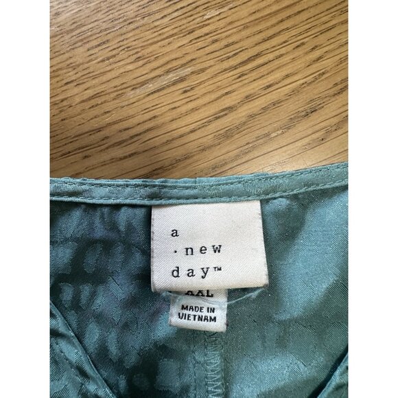 A New Day Teal Tiered Babydoll Dress‎ V Neck Lagenlook Size XXL Metalic Flowing - Picture 3 of 11